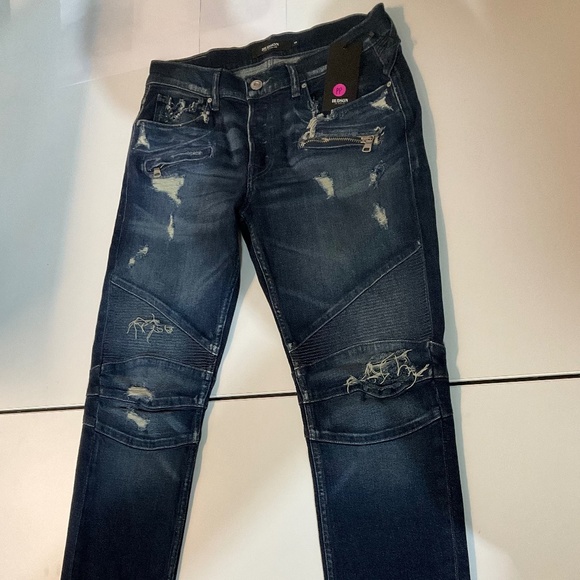 Hudson Los Angeles The Blinder Biker Blue Jeans - NWT - Size 32 - Picture 1 of 10